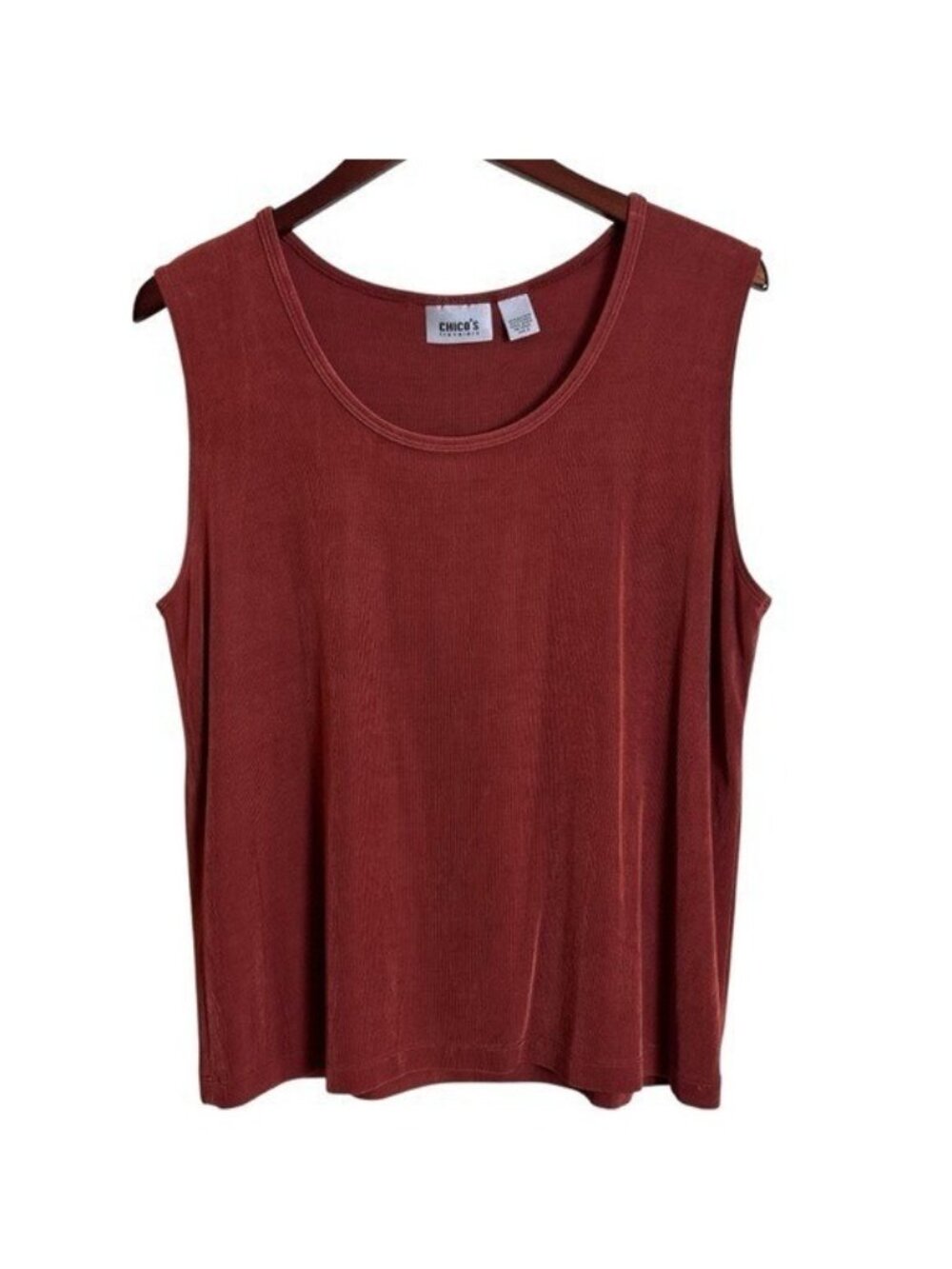 Chico's Travelers Burnt Rust Slinky Non Wrinkle Sleeveless Top Size XL (16-18)